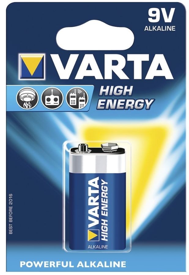 Baterie 9 Volt alkalická VARTA High Energy blistr