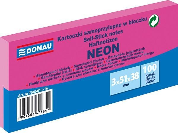 Blok samolepicí DONAU 51 x 38 mm 3 x 100 list. NEON MODRÝ