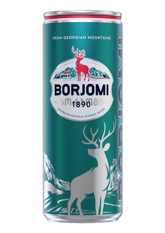 BORJOMI minerální LÉČIVÁ VODA 0,33 l., PLECH karton 1ks.