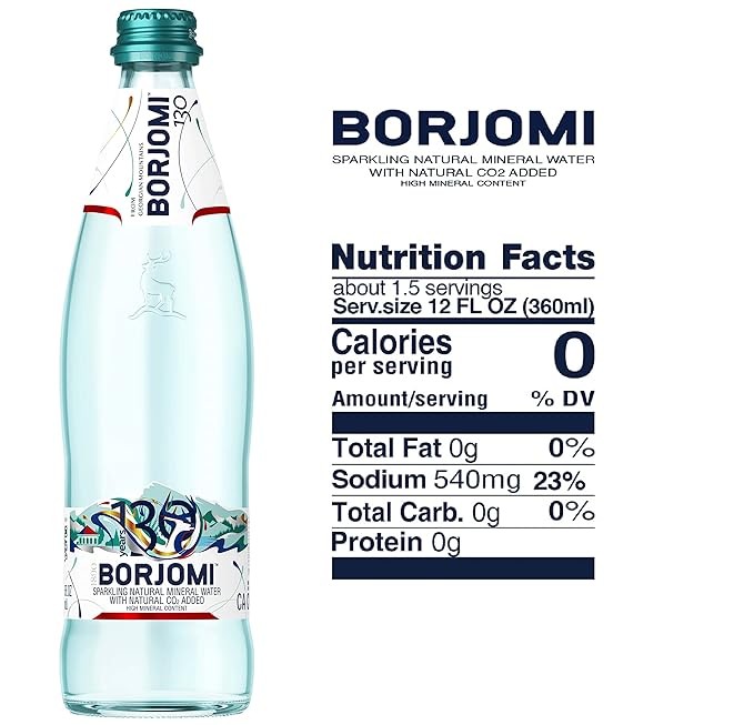 BORJOMI minerální LÉČIVÁ VODA 0,5 l., sklo 1 