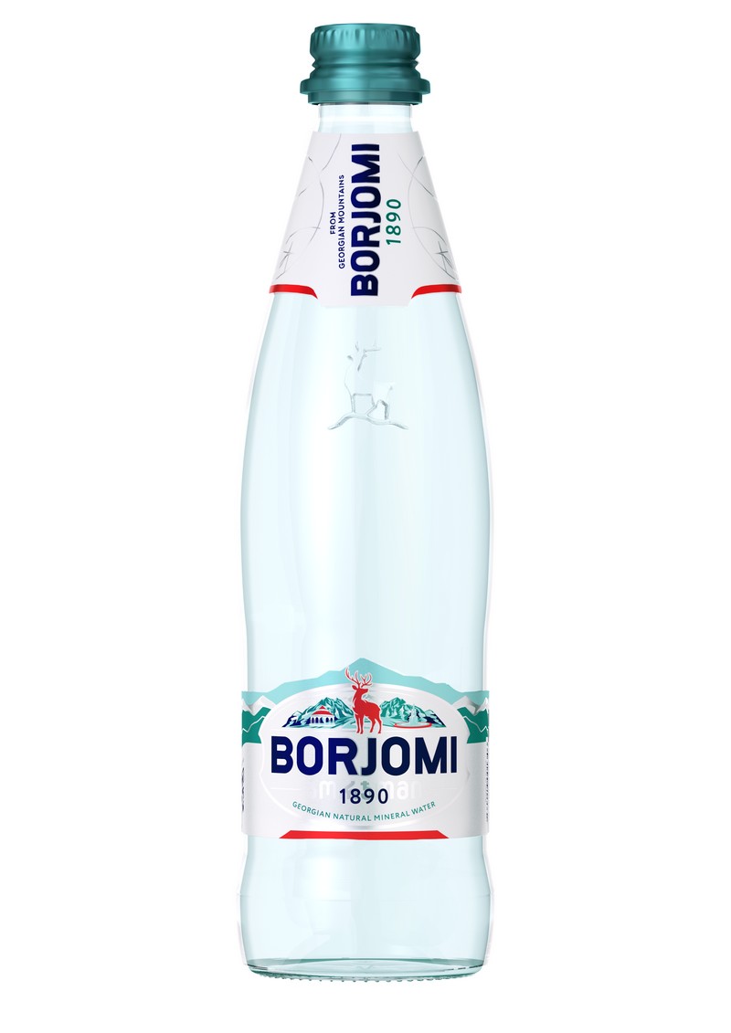 BORJOMI minerální LÉČIVÁ VODA 0,5 l., SKLO 1k