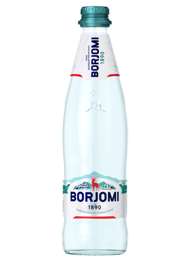 BORJOMI minerální LÉČIVÁ VODA 0,5 l., sklo, k