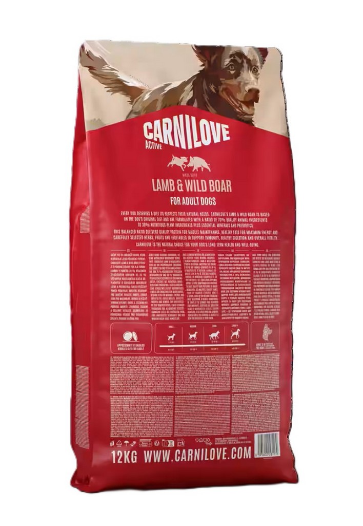 CARNILOVE DOG ACTIVE pro dospělé psy DIVOKÉ PRASE & JEHNĚČÍ 12kg