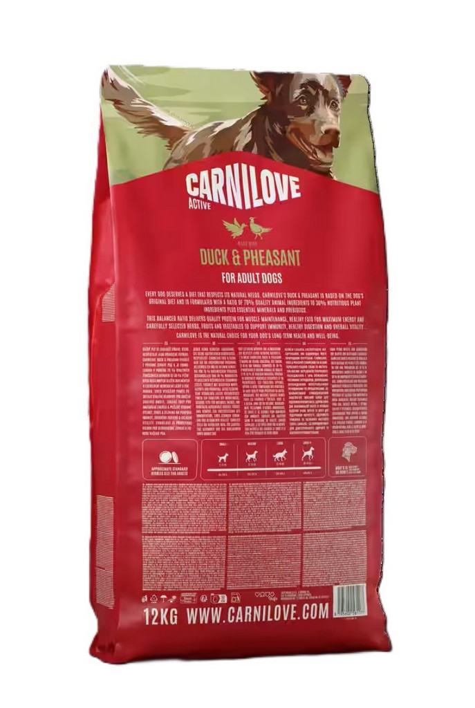 CARNILOVE DOG ACTIVE pro dospělé psy KACHA & BAŽANT 12kg.