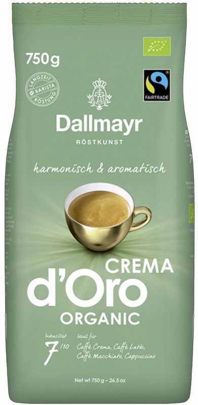 Dallmayr Caffe Crema d'Oro ORGANIC - Intenzita: 7/