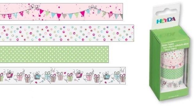 Dekorace pásky - girlandy, bubliny, puntíky zelené, dárečky
