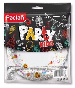 Dětský talíř papírový s potiskem 17 cm. 6 ks. PACLAN Kids