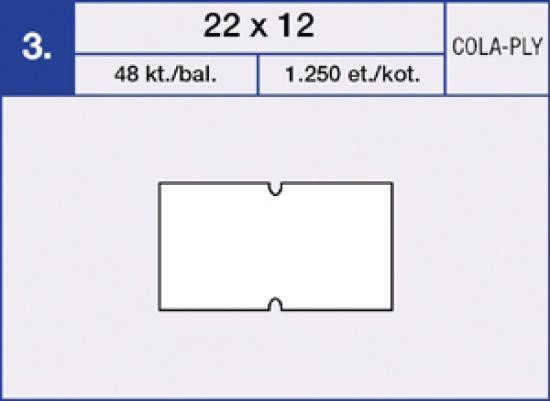 Etikety samolepící cenové COLA-PLY 22x12 mm. 1.