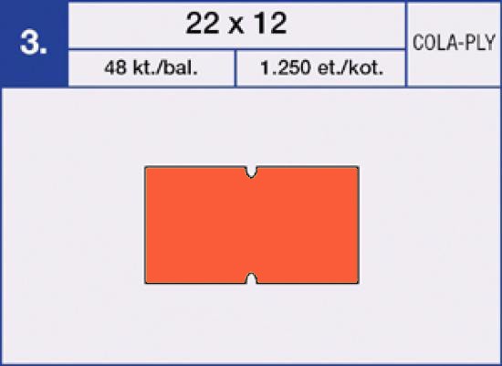Etikety samolepící cenové COLA-PLY 22x12 mm. 1.250ks. červené