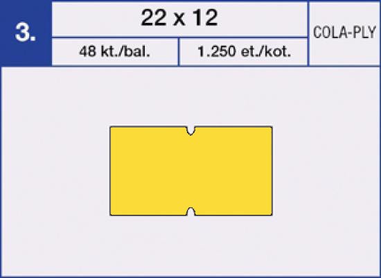 Etikety samolepící cenové COLA-PLY 22x12 mm. 1.250ks. oranžové