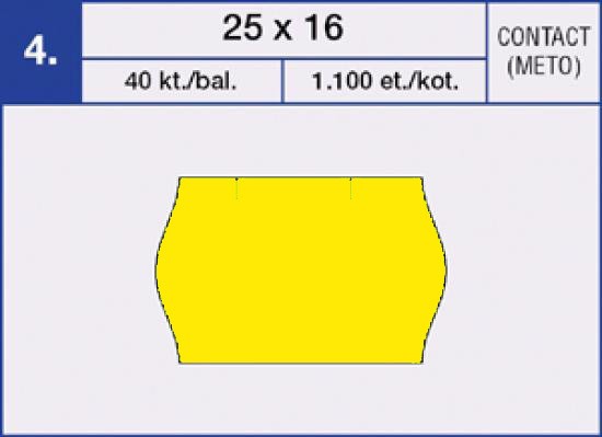 Etikety samolepící cenové CONTACT 25x16 mm. 1.125ks. reflexní oranžová