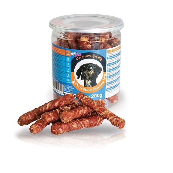 KIDDOG kachní steak na buvolí tyčince - PREMIUM QUALITY 200 g dóza