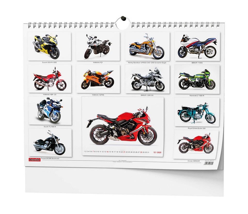 Nástěnný  kalendář A3 měsíční - Motobike