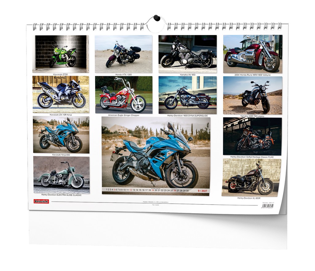 Nástěnný  kalendář A3 měsíční - Motobike