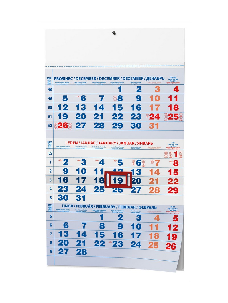 Nástěnný kalendář A3 tříměsíční - s mez