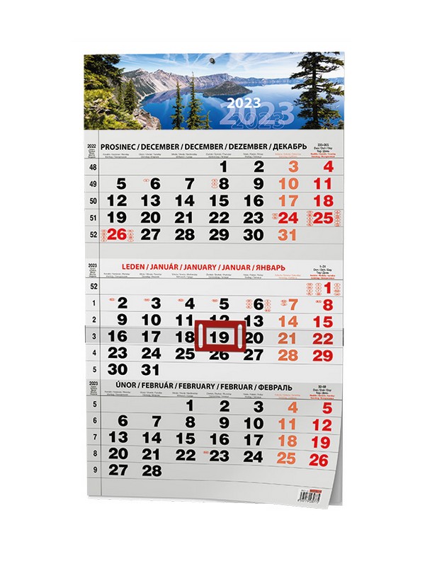 Nástěnný kalendář A3 tříměsíční - s mez