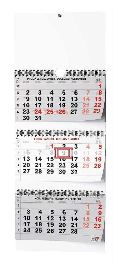 Nástěnný kalendář - Tříměsíční - skládaný s mezinárodními svátky