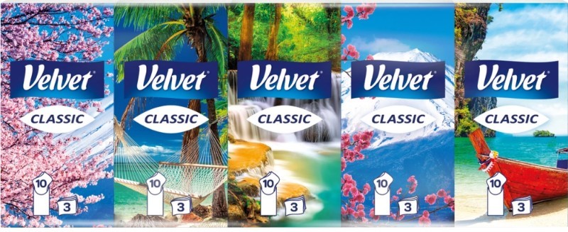 Papírové kapesníčky VELVET 3vr., 10×10ks.
