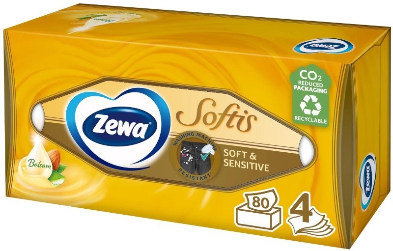 Papírové kapesníčky ZEWA vytahovací 4vr., 80k