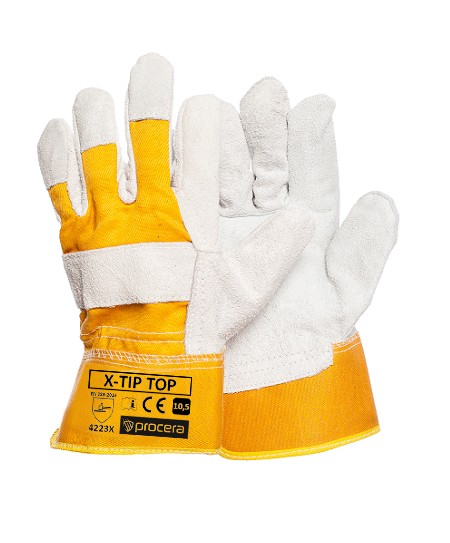 Pracovní rukavice kožené X-TIP TOP GOLD velikost 10,5.