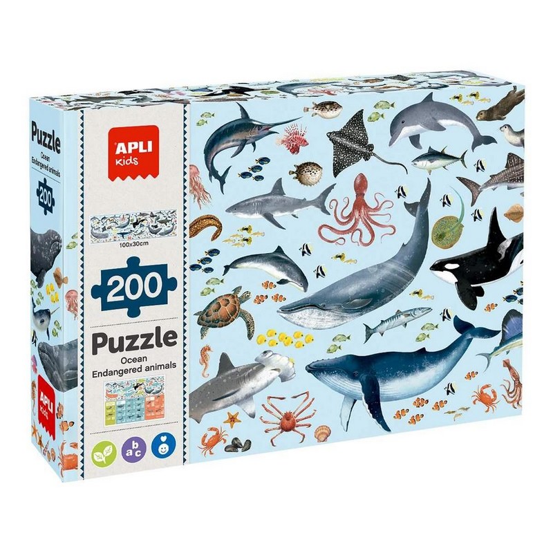 Puzzle edukační 6+ Ohrožená zvířata v oceánu, 200 ks