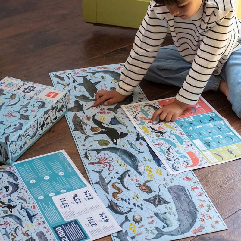 Puzzle edukační 6+ Ohrožená zvířata v oceánu, 200 ks