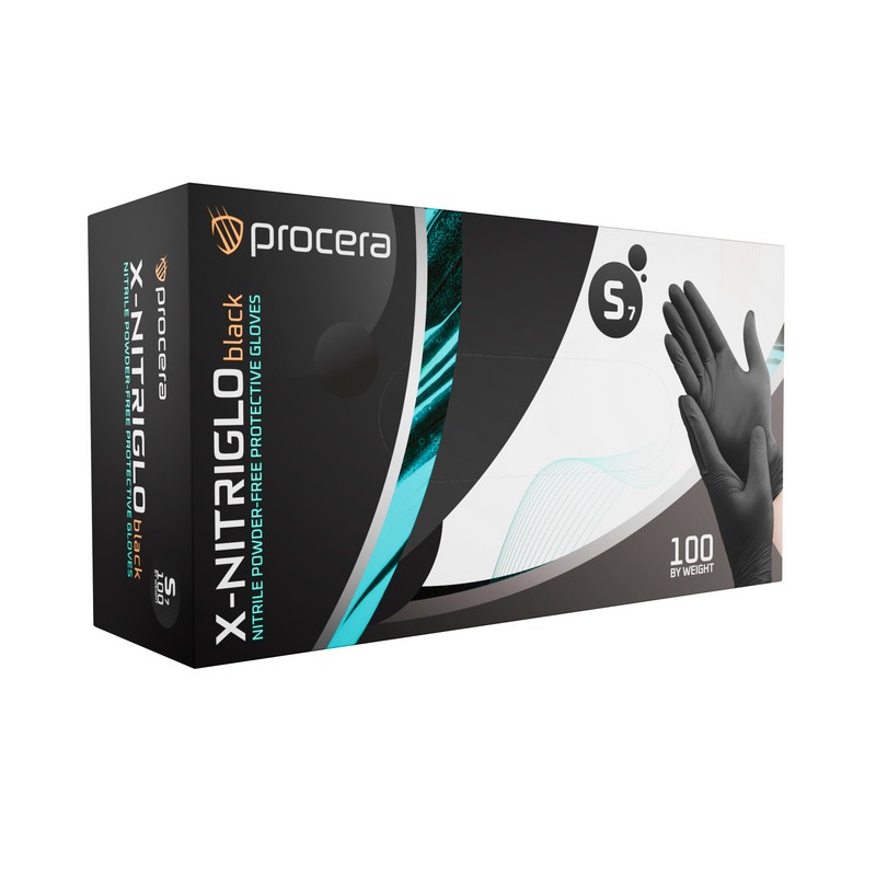 Rukavice NITRILOVÉ nepudrované. velikost S ČERNÉ 100ks.