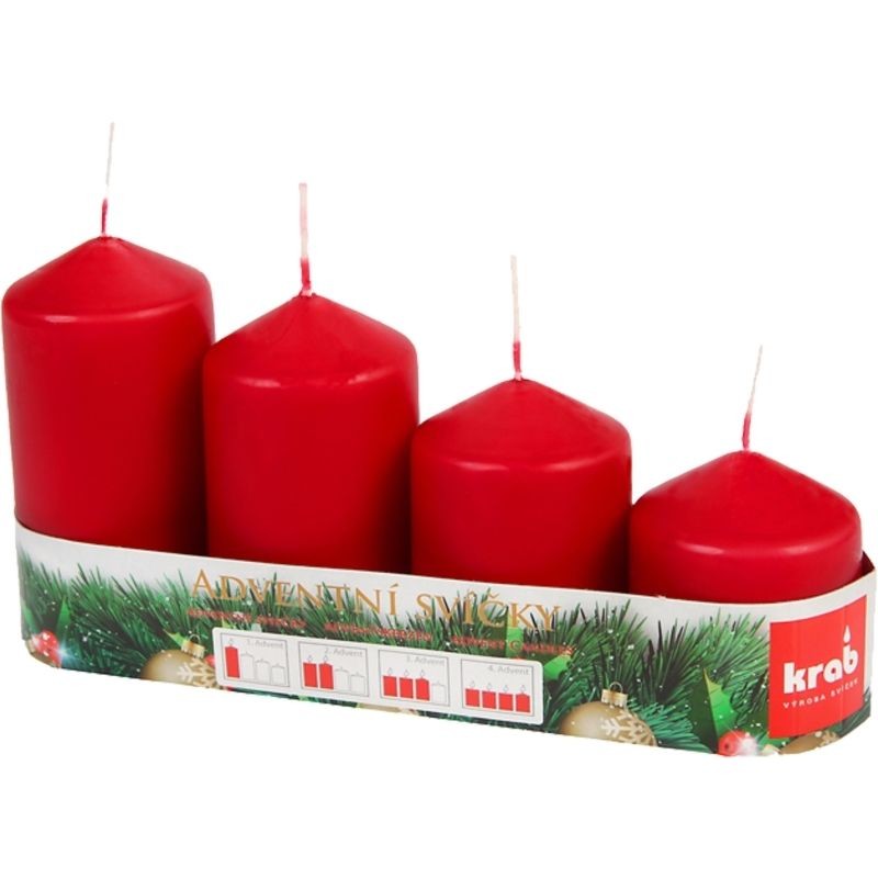 Svíčka adventní schody - ČERVENÉ 4ks