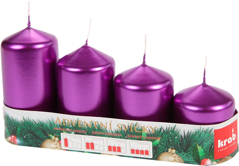 Svíčka adventní schody - FIALOVÉ 4ks