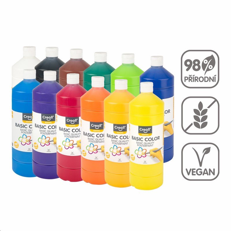 Temperová barva SADA 12 x 500ml. základní barev