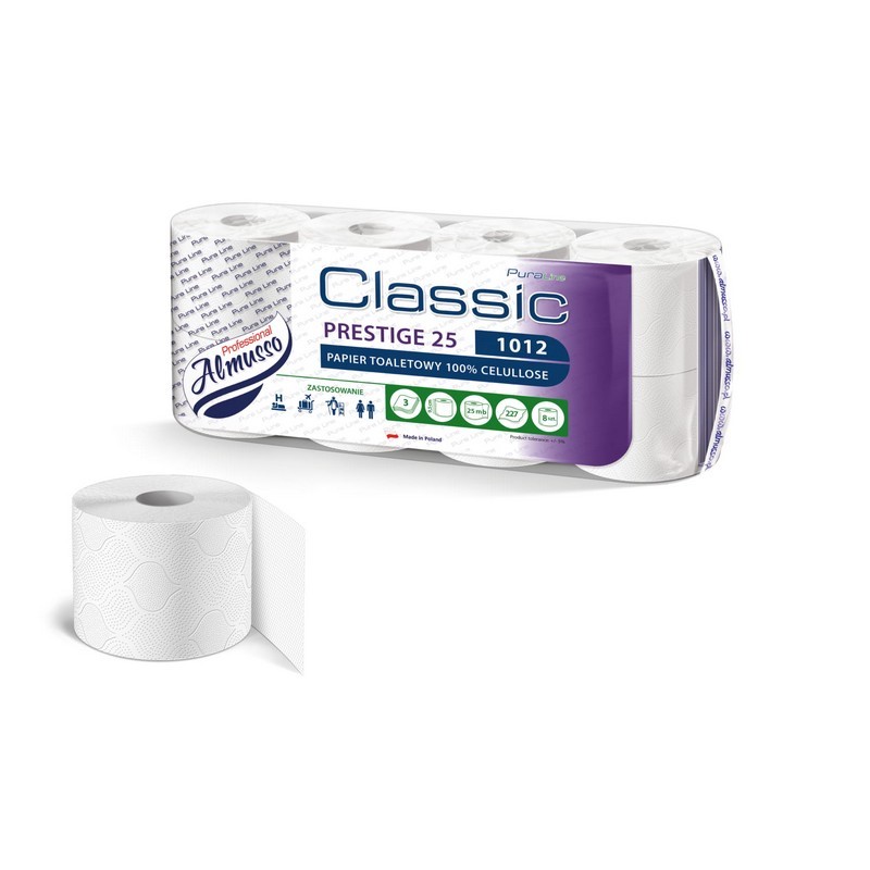 Toaletní papír HOTEL PROFI PRESTIGE 25 100%, bílé, 3vr., ražba 8ks Toaletní papír HOTEL PROFI PRESTIGE 25 100%, bílé, 3vr., ražba 8ks