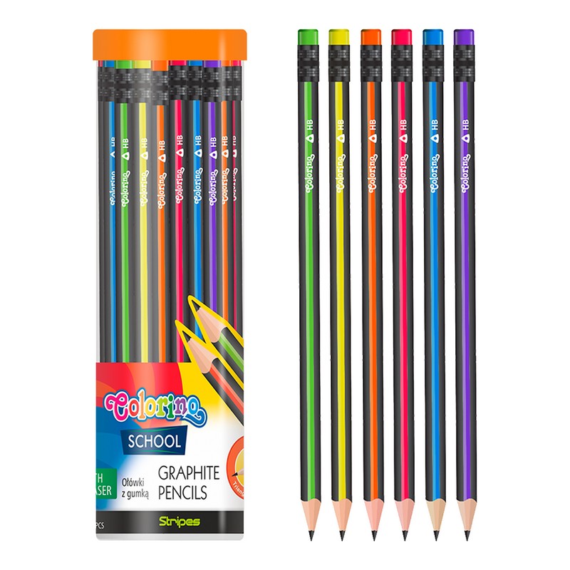 Tužka grafitová trojhranná STRIPES s pryží, m