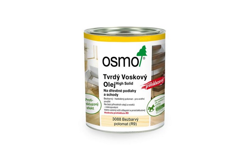 Tvrdý voskový olej OSMO 3088, protiskluz. R9 0,75 l.