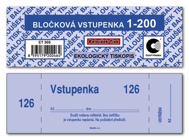 VSTUPENKA v BLOKU 1 - 200, modré