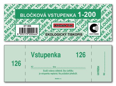 VSTUPENKA v BLOKU 1 - 200, zelené