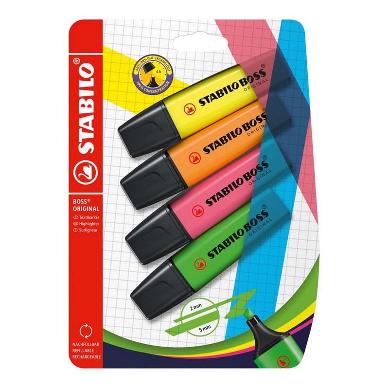 Zvýrazňovač Stabilo BOSS ORIGINAL 4 ks blistr